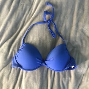 Blue halter bikini top